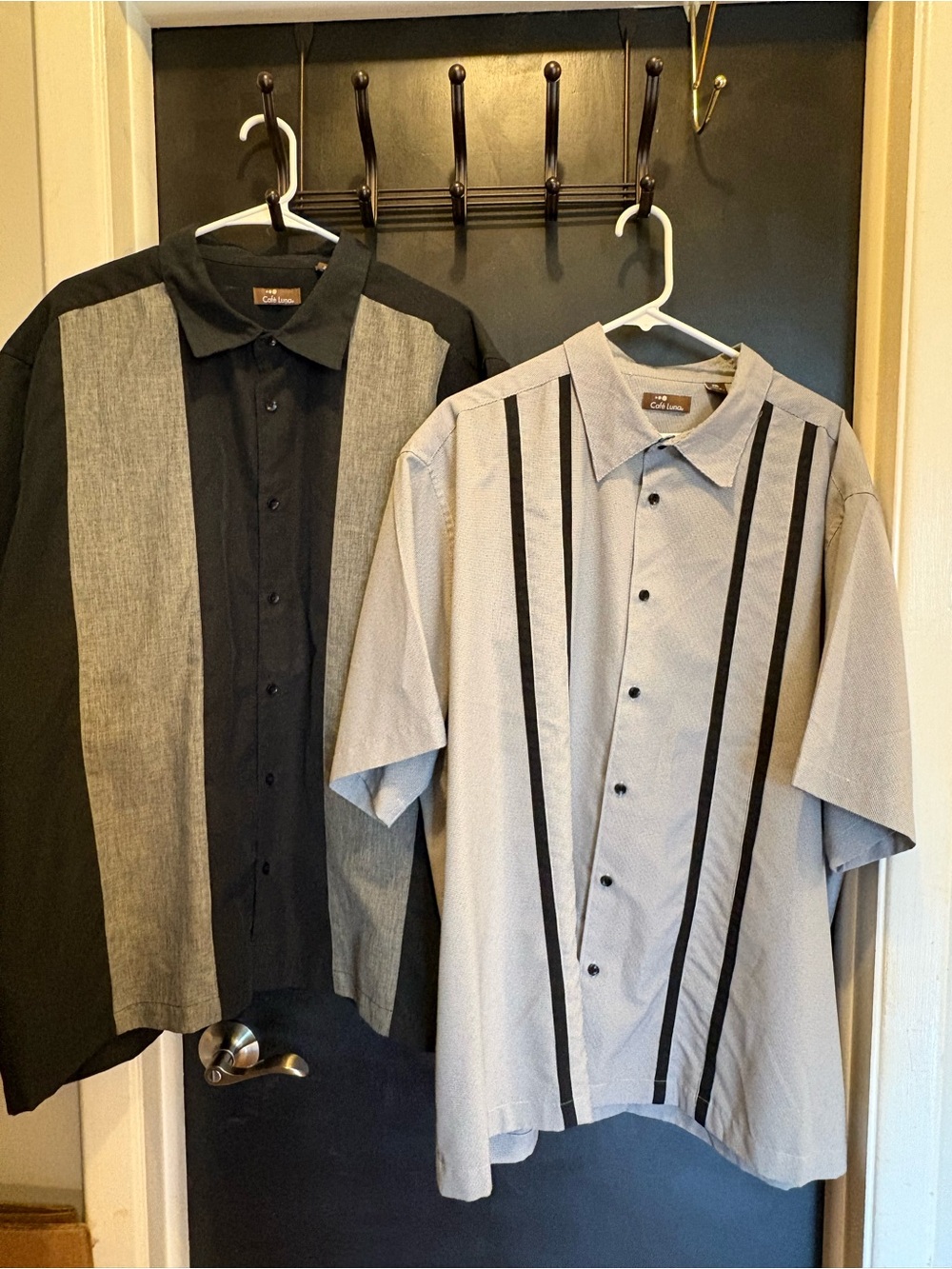 Cafe Luna 2XL Men’s Short Sleeve  2 Shirts Lightweight Button Down Black, White